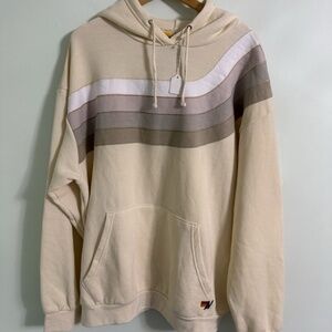 NWT Aviator Nation Wave Stripe 4 Pullover Hoodie Relaxed Vintage White X-Large